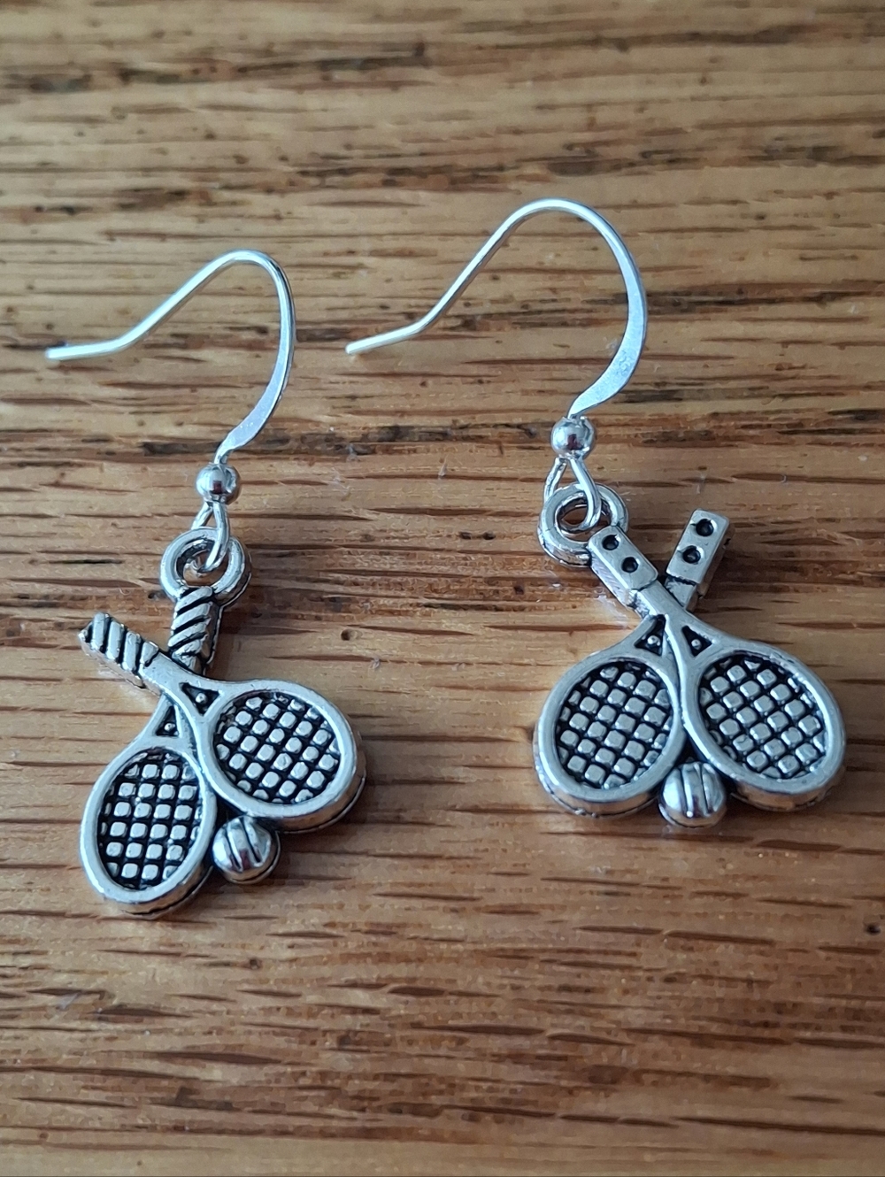 NWT Tibetan Silver Tennis Racket Charm Dangle Earrings